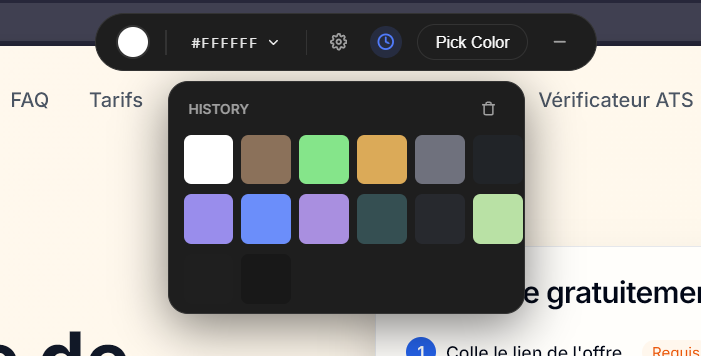 Historique des couleurs